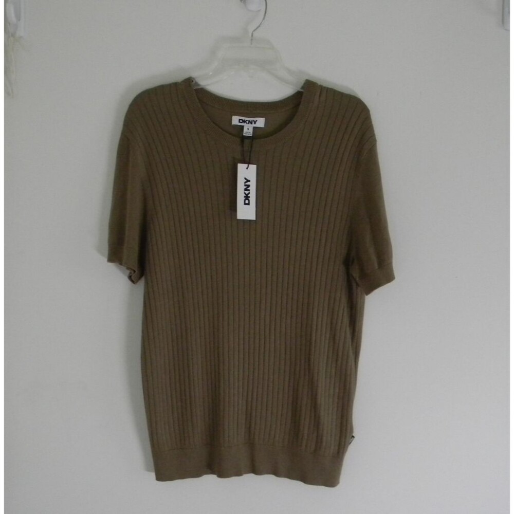 DKNY Men's Taupe Brown Sweater Short Sleeve Business Casual Size Medium NWT